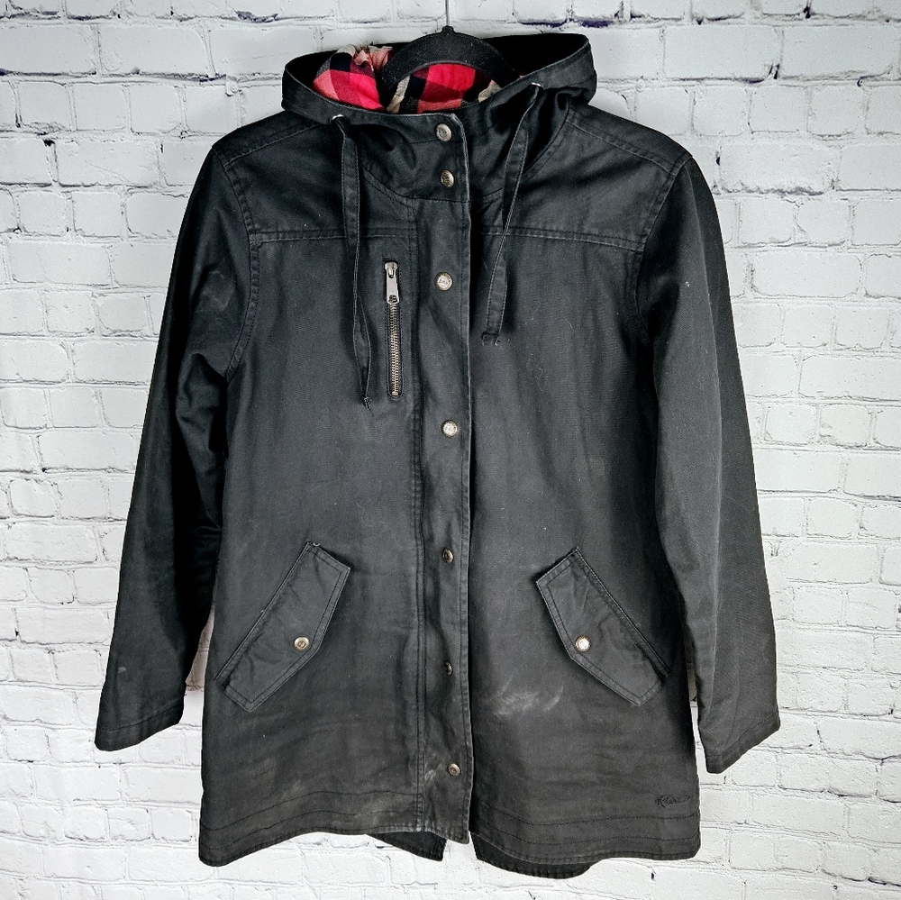 KAVU | Sundowner plaid lined canvas hooded zip & snap close jacket